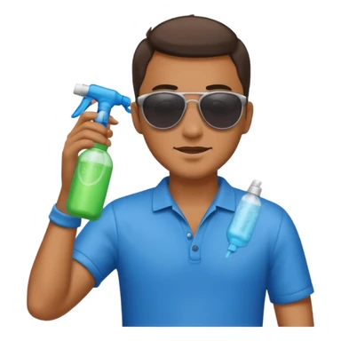 man spraying with spray sticker