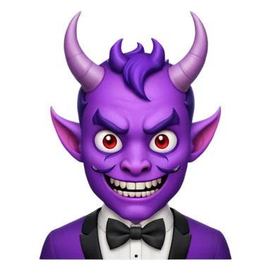 purple face devil with bowtie sticker