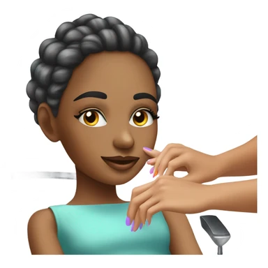 girl getting her nails eyelashes done  sticker