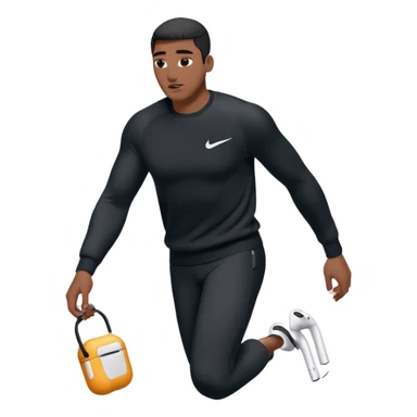 un emoji (qui ressemble à un vrai emoji téléphone)de quelqu'un qui tombe (homme noir pull Nike)il a des airpods.Il tombe vers l'avant  sticker