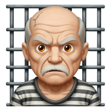 angry tattooed old male prisoner with prison cell bg sticker