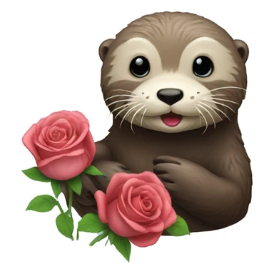 Sea otter with rose sticker
