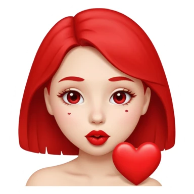 Emoji, girl's face blowing a kiss, puckered lips, small heart sticker
