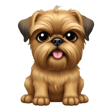 Tan Brussels griffon with black eyes and ears up and tongue sticking up  sticker