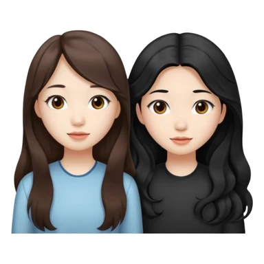 Two girls drinking they’re both Asian but one has wavy brown hair and the other has really long straight hair sticker