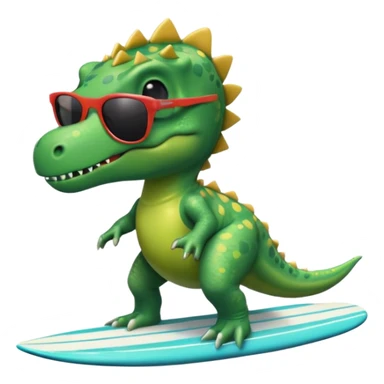 A surfing dinosaur in a swimming pants wearing prada sunglasses sticker