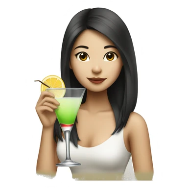Pretty Asian girl drinking martini sticker
