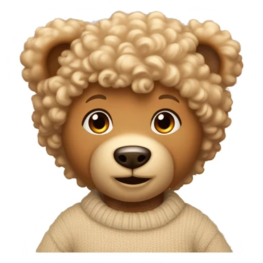 Light coloured curly haired. Orange eyed teddy bear wearing a beige sweater with a red heart in the middle.  sticker