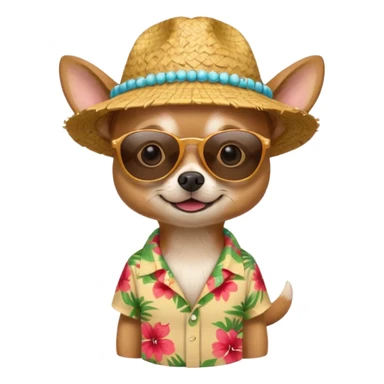Chihuahua with sunglasses and straw hat, hawaii shirt sticker