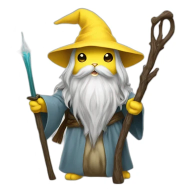 Gandalf Pikachu with a staff sticker