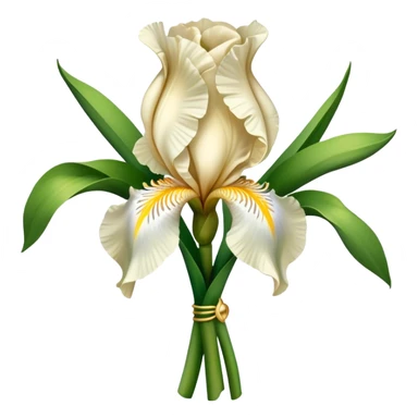 big bouquet Cream Iris, luxuriant, leaf, bud sticker