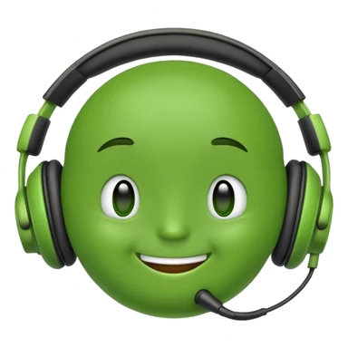 classic green pea emoji with headphones sticker