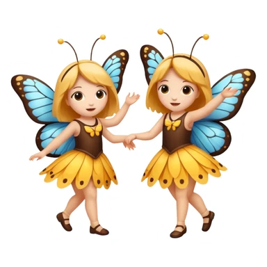two girls dressed as cute moth and butterfly dancing sticker