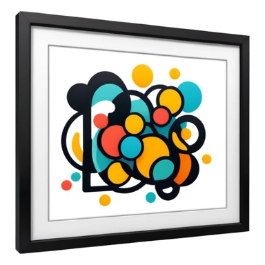 framed digital artwork with abstract vector shapes inside sticker
