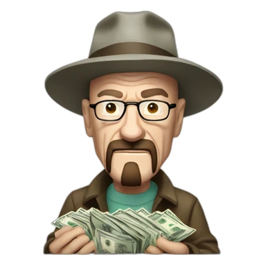 Walter white doing a money spread with $100 bills sticker