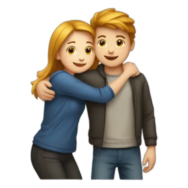 Girl hug a boy friend european bold sticker