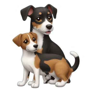 Black tabby cat and brown Jack Russell dog hugging sticker