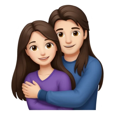 A happy boyfriend and girlfriend hug. She is brunette sexy with long hair  sticker