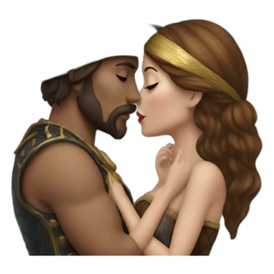 Brown haired mermaid and woman pirate kissing sticker