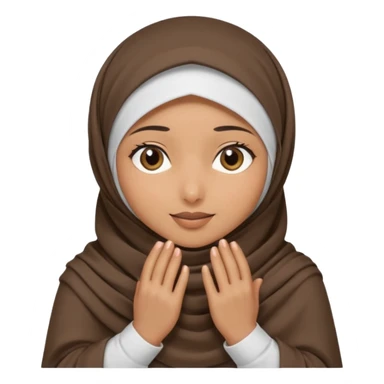 Hijabi girl sitting.     head covered
hands pulling the fabric in
shy-but-dramatic energy
“no cameras pls” but in a cute way
soft + mysterious vibe sticker