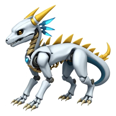 futuristic Skeleton-Cyborg-Reshiram-Manectric-Electrike-Salandit-Cubone-Umbreon-Marowak-Draco-Fakémon-hybrid-creature (full body), 4 legs sticker