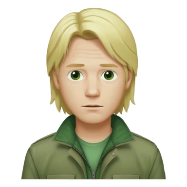 james silent hill a man with blonde long  hair and green jacket sticker