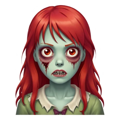 long red hair zombie girl with bangs sticker