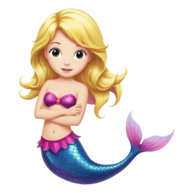 Mermaid with blonde hair and pink tail sticker