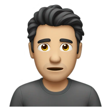 stressed man with dark hair that sticks up sticker