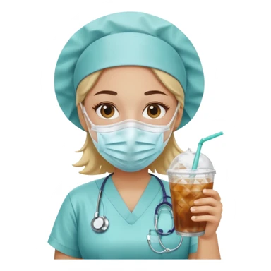 nurse holding iced drink sticker