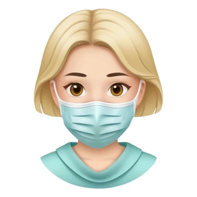 Crea a una niña sentada con una mascarilla  sticker