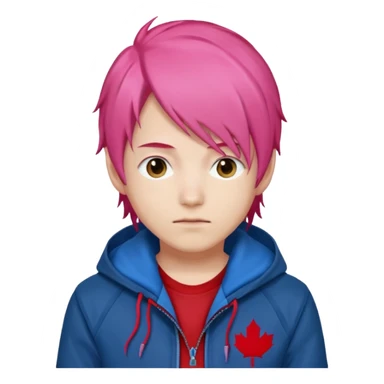 yuiji itadori jjk avec cheveux rose veste bleu capuche rouge sticker