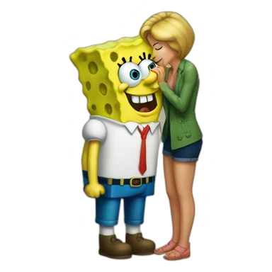 spongebob kissing sandy sticker