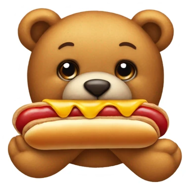 Teddy bear eating a hotdog sticker