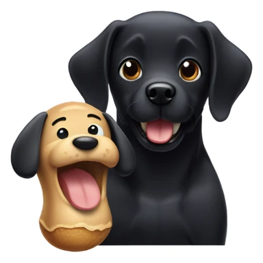 peanut with a smiling face next to a black dog  sticker