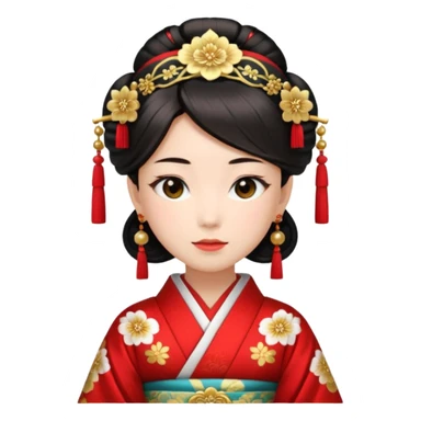 Japanese Princess with in red ceremonial robe kimono sticker
