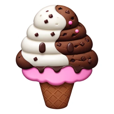 make chocolate cookie emoji with pink, white, and brown ice cream, like cookies boom sticker