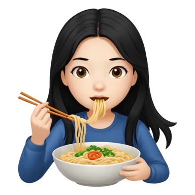 Show me a girl eating noodles  sticker