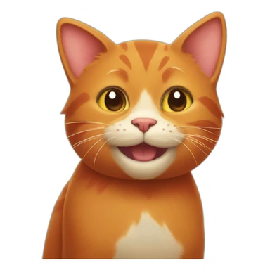 a happy red cat with a heart on its side sticker