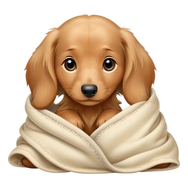 kawaii disney blonde long-haired daschund puppy cozy in a blanket sticker