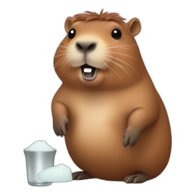 Capybara with Salt shaker sticker