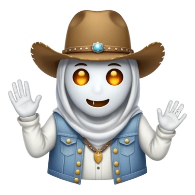  Ghost emoji that’s wearing cowboy hat and clothing sticker