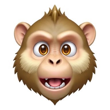 Cinematic Comical Macaque Portrait Emoji, Head tilted dramatically with an exaggerated, shocked expression and a raised eyebrow, featuring a lively, nimble build with spiky fur and wide, comically expressive eyes, Simplified yet hilariously animated features, highly detailed, glowing with a slightly sassy, vibrant glow, high shine, dramatic yet playful, stylized with an air of cheeky primate attitude, soft glowing outline, capturing the essence of a meme-worthy macaque that looks ready to deliver a playful side-eye into viral fame! sticker