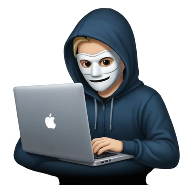 hacker with mask using laptop sticker