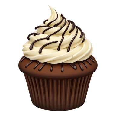 Chocolate cupcake with vanilla frosting, coconut & chocolate drizzle sticker