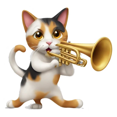 Calico cat playing trumpet sticker