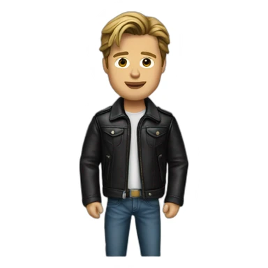 Brad pitt wearing a black leather jacket sticker