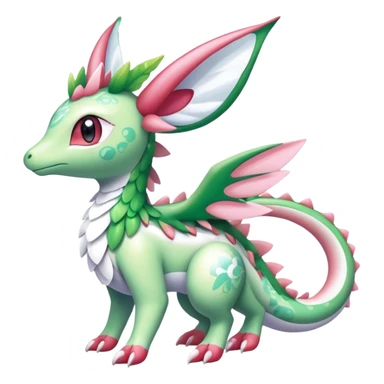Shiny Exotic Cute Majestic Ethereal Sparkly Flygon-Sylveon-Shaymin-Meganium-Hybrid-Creature with white pattern-markings sticker