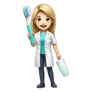dentist girl with a toothbrush in his hand sticker