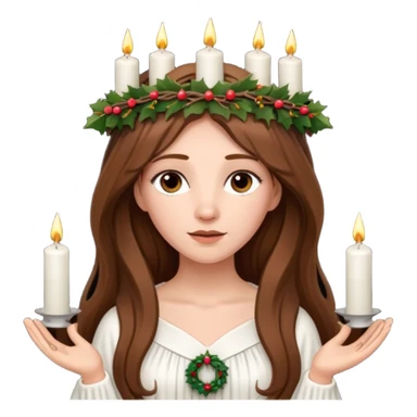 brown long haired white women with white gown and advent wreath with 5 candles on the head sticker
